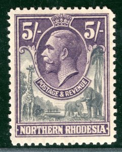 NORTHERN RHODESIA KGV High Value SG.14 5s (1925) GIRAFFE Mint MM Cat £60 PBLUE59 