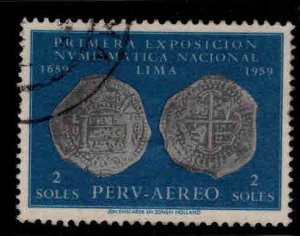 Peru Scott C167 Used Coin on stamp airmail 1961