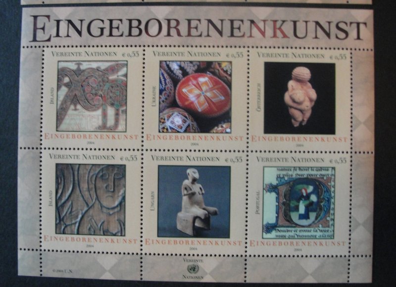 2004 UN Indigenous Art Souvenir Sheets # 346-422-862, All MNH