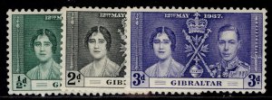 GIBRALTAR GVI SG118-120, 1937 CORONATION set, M MINT.