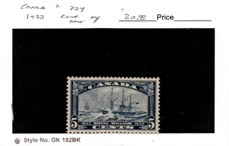 Canada, Postage Stamp, #204 Mint NH, 1933 Steamship Royal William (AH)