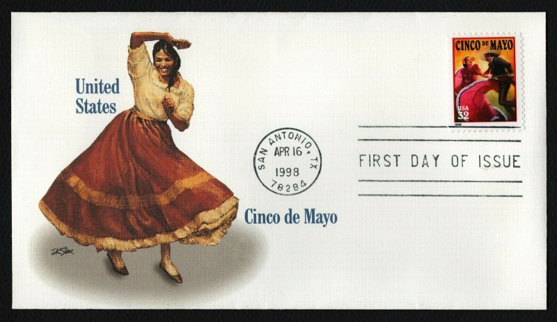 #3203 32c Cinco de Mayo, Fleetwood FDC **ANY 5=FREE SHIPPING**