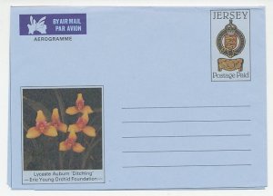 Postal stationery Jersey Flower - Orchid - Map