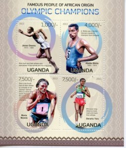 UGANDA 2013 OLYMPIC CHAMPIONS OF AFRICAN ORIGIN SHEET MINT NEVER HINGED