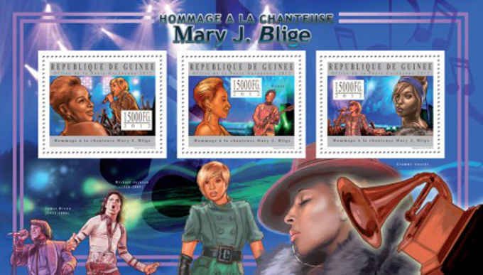 Guinea - Mary J. Blige & Prince - 3 Stamp Sheet - 7B-1958