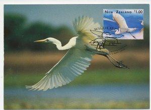 Maximum card New Zealand 1996 Bird - White Heron