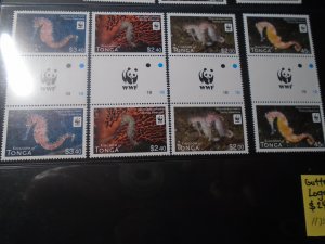 Tonga  #  1173-76  MNH   gutter pairs   WWF  logo