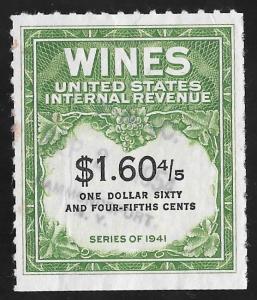 RE196 1.60 4/5 Dollars Wine Stamps used NG as issued VF