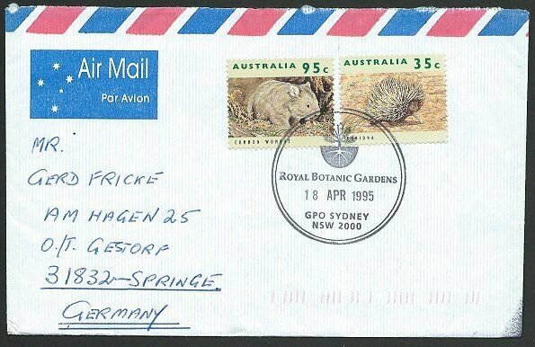 AUSTRALIA 1995 cover to Germany - nice franking - Sydney Pictorial pmk.....47297