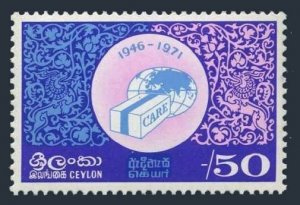 Ceylon 461, MNH. Michel 422. CARE, 25th Ann. 1971. Globe. two stamps