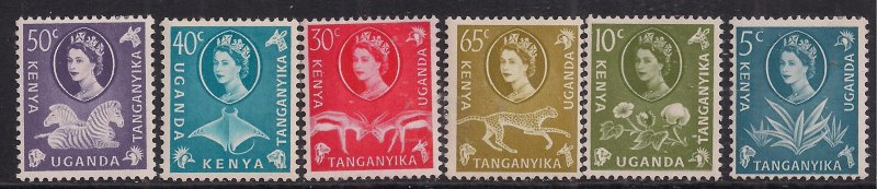 Kenya Uganda Tanganyika 1960 QE2 6 Different Values MM ( B1467 )