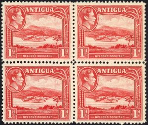 Antigua SG99 1d Scarlet Block of FOUR U/M Cat 14+ pounds