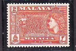 Malaya-Malacca-Sc#46- id7-unused LH 2c red orange-QEII-1957-