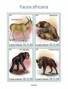 Sao Tome & Principe 2021 MNH Wild Animals Stamps African Fauna Lions 4v M/S