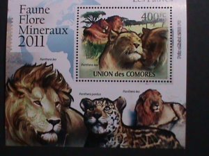 ​COMORO ISLANDS 2011-COLORFUL BEAUTIFUL WILD ANIMALS-LIONS MNH S/S-VERY FINE