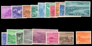 India #254-271 Cat$99.55, 1955 3p-10r, complete set, never hinged