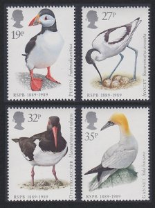 Great Britain Puffin Avocet Oystercatcher Gannet Birds 4v 1989 MNH