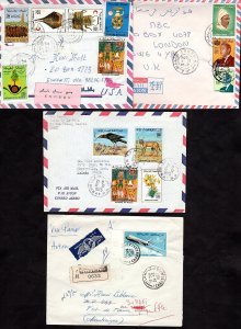 MOROCCO 1990 COLLECTION OF 4 AIR MAIL COVERS INCLUDES EXPRESS MAIL & REGISTERED