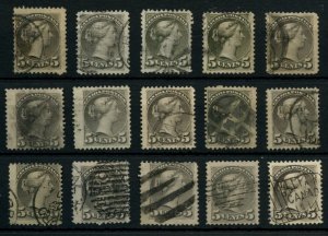 ?15x some large margin and a nice VF, 5 cent Small Queen lot used Canada