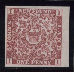 Newfoundland Sc #1 (1857) 1d brown violet Heraldic Mint XF NH MNH