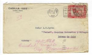 1937 Peru To Caribbean To Dominican Republic Cover  (II86)