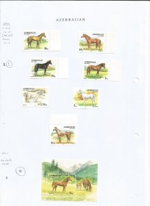 AZERBAIJAN - 1993 - Horses - Perf 7v Set & Souv Sheet - Mint Lightly Hinged