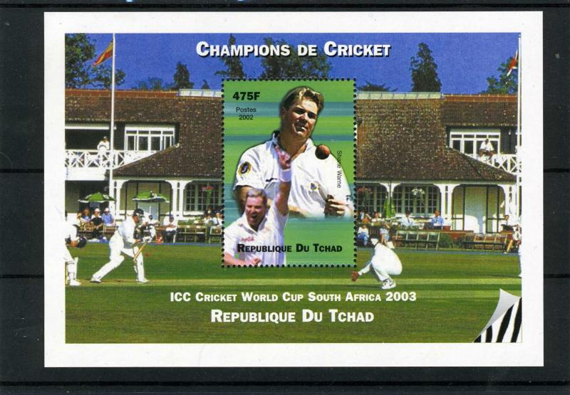 Chad 2002 ICC CRICKET Shane Warne s/s perforated mnh.vf