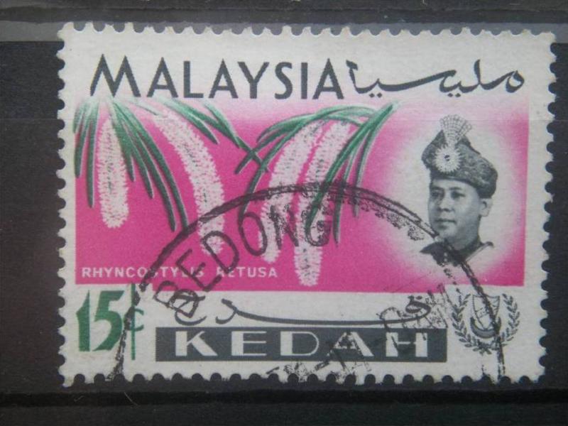 KEDAH, 1965, used 15c, Orchid Scott 111