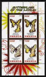 RWANDA - 2010 -  Butterflies of the World #1  - Perf 4v Sheet -MNH-Private Issue