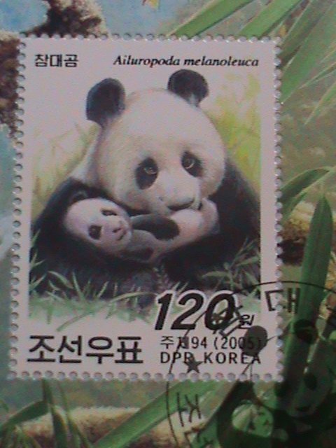 2005 KOREA STAMP: MOTHER PANDA & HER NEW BORN BABY CTO NH SOUVENIR SHEET.