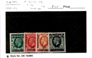 Great Britain, Postage Stamp, #71-72, 74, 76 Hinged, 1935 Offices Morocco (AB)