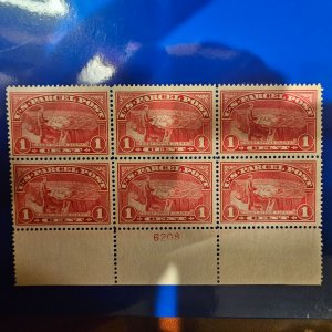 Q1 Parcel Post Block of 6 -VF / spotless gum- strong carmine color. CSV 175.00