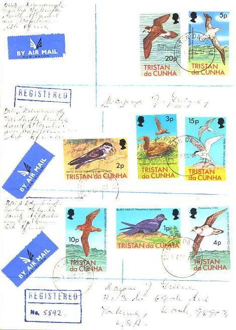 Tristan Da Cunha 1p, 2p, 3p, 4p, 5p, 10p, 15pand 20p QEII Birds 1977 Tristan ...