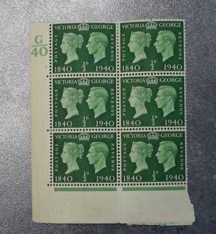 GB Stamps 1940   SG479  1/2d  Cylinder Block    MNH  ~~L@@K~~