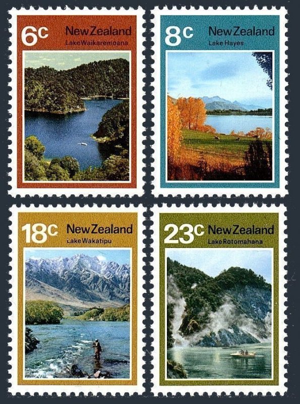 New Zealand 507-510, hinged. Michel 593-596. 1972. Lakes, Boat, Fisherman.