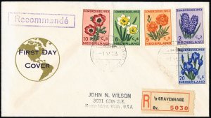 Netherlands Stamps # B249-53 Rare First Day Cover FDC Flowers
