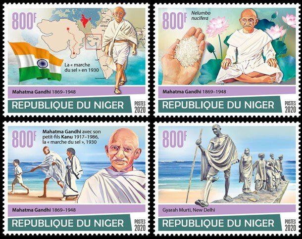 NIGER - 2020 - Mahatma Gandhi Salt March - Perf 4v Set - Mint Never Hinged