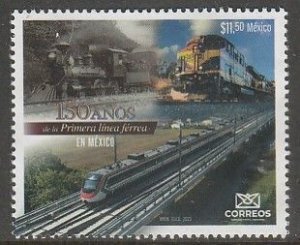 MEXICO 3322, FIRST RAILWAY, 150th ANNIVERSARY. MINT NH VF