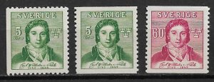 1942 Sweden 335-7 Chemist Carl Wilhelm Scheele MNH C/S of 3