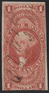 R70a $1.00 Revenue: Lease: Imperforate (1862) Used