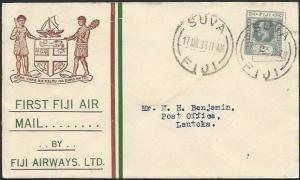 FIJI 1933 first flight cover - Suva to Lautoka.............................25716