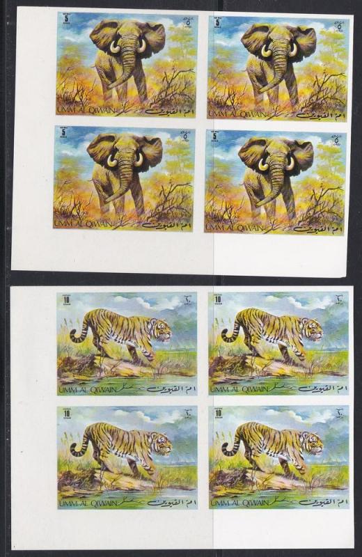 Umm Al Qiwain M # 478A-482A, Wild Animals, Imperf  Block, NH