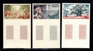 FRENCH WEST AFRICA — SCOTT C18-C20 — 1954 AIRMAIL SET, IMPERF PROOFS — MH