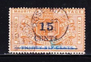 Album Treasures Mauritius Scott #  114  15c on 36c Coat of Arms VF Used CDS