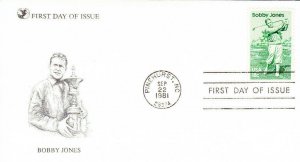 Reader's Digest First Day Cover #1933 Bobby Jones Golf 1981