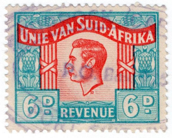 (I.B) South Africa Revenue : Duty Stamp 6d (Language Error)