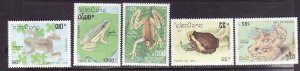 Laos-Sc#1113-17-unused NH set-Reptiles-Frogs-1993-