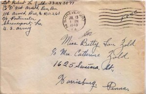 United States A.P.O.'s Soldier's Free Mail 1943 Shreveport, La. 91st Armored ...