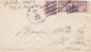 United States Oklahoma Coyle 1933 4c-bar  5c Winged Globe Airmail and 3c Wash...