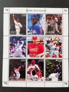 (SD) ABKHAZIA 1999 : HOME RUN KINGS BASEBALL - MNH VF SHEET OF 9